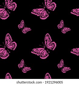 Butterfly pink color wings. Vector graphics.