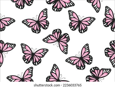 butterfly pink pattern design vector