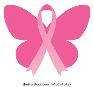 Butterfly with Pink Ribbon Wings of Hope