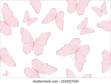 butterfly pink vector hand drawn 