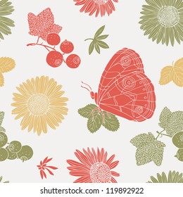 butterfly plant seamless background