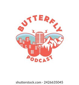 butterfly podcast logo vector design