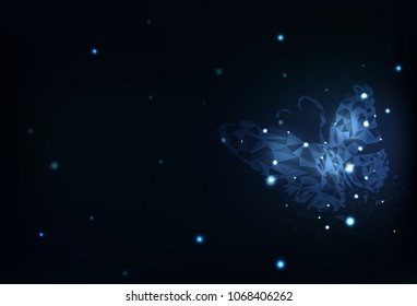 Butterfly polygon technology abstract background blue futuristic concept vector illustration