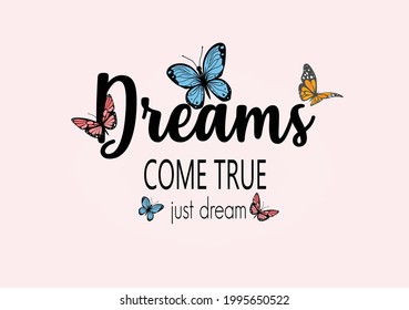 butterfly positive lettering hand drawn design