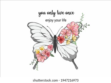 butterfly positive quote fashion slogan watercolor motivation stationery,decorative,phone case ,social media,self-improvement design for t shirts, prints, posters, stickers, frames etc