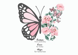 Butterfly And Positive Quote Hand Drawn Design