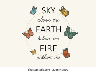 butterfly and positive quote hand drawn