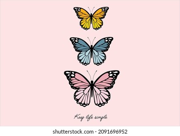 butterfly and positive quote hand drawn design