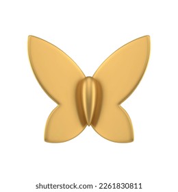 Butterfly premium metallic abstract bow for holiday decorative design 3d icon realistic vector illustration. Fashion glossy element ornamental winged insect premium elegance minimalist decoration