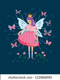 butterfly princess and flowers