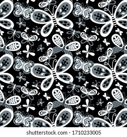 Butterfly print. A pattern of stylized butterflies.