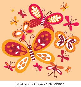 Butterfly print. A pattern of stylized butterflies.