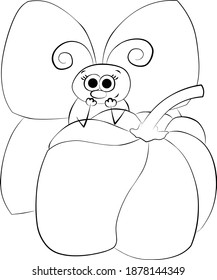 Butterfly and pumpkin in black and white