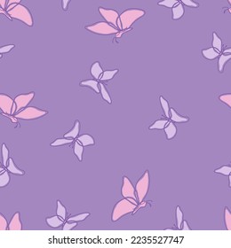 Butterfly with purple background vector seamless pattern