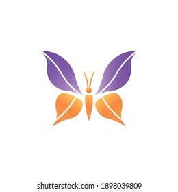 Butterfly purple and orange color Logo design vector graphic