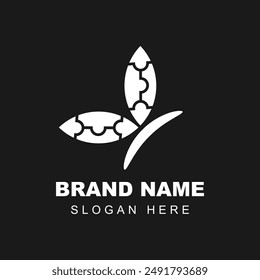Butterfly Puzzle Logo Vector Design Unique Template Abstract Monogram Symbol Creative Modern Trendy Typography