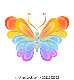 butterfly rainbow colors beauty bright colorful gradient white background