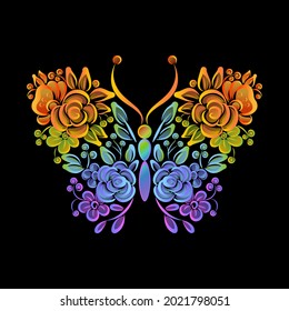 butterfly rainbow flowers beautiful bouquet spring vector image