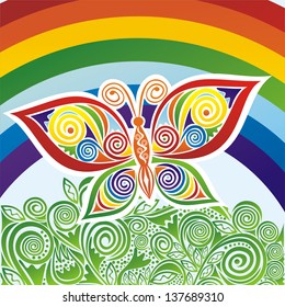 Butterfly rainbow vector illustration
