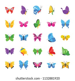 Butterfly Rare Species Flat Icons