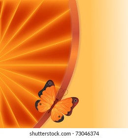 Butterfly and ray with place for text