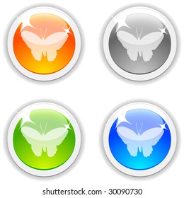 Botones realistas de mariposa. Ilustración vectorial.