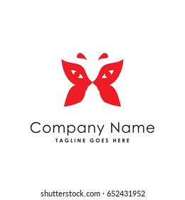 butterfly red eyes icon logo template