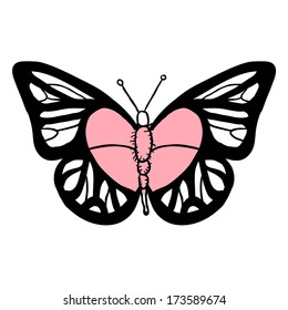 Butterfly of red hearts. Vector