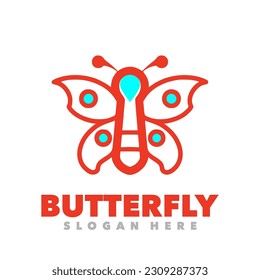 Butterfly red outline simple logo
