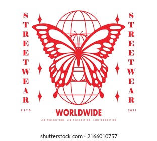 butterfly red vector t shirt design, vector graphic, typographic poster or tshirts street wear and Urban style