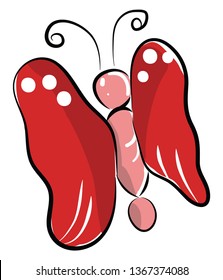 Butterfly with red wings vector or color illustration