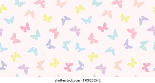 Butterfly Repeat Pattern Background, Seamless Colorful Spring Pattern.