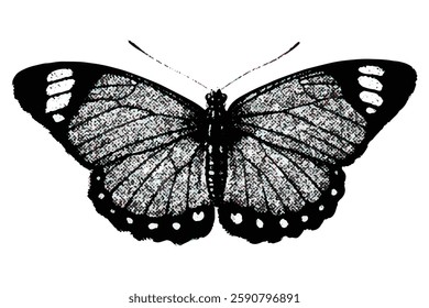Butterfly Retro halftone collage elements, halftone effect design.