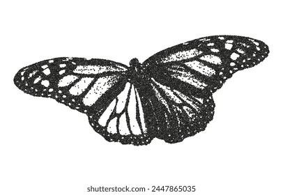 Butterfly with a retro photocopy and grain effect.