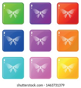 Butterfly with rhombus on wings icons set 9 color collection isolated on white for any design