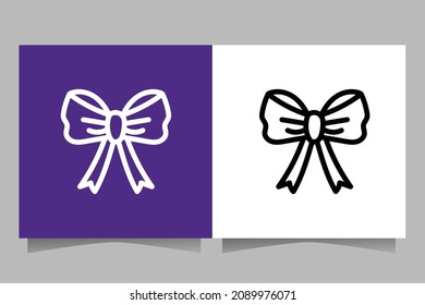 butterfly ribbon .Sign Christmas element. Outline vector collection.