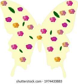 butterfly with rose and leaf