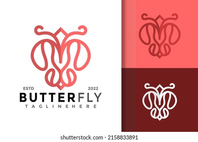 Plantilla de vectores de diseño de logotipo de rosa de mariposa