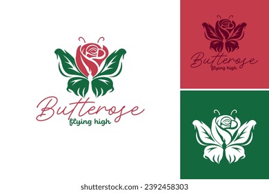 el diseño del logo de la rosa mariposa es un activo versátil adecuado para empresas u organizaciones relacionadas con la belleza, la naturaleza o los productos femeninos.