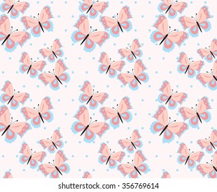 Butterfly in rose and serenity pastel colors pattern. Vector