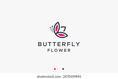 butterfly with roses logo design vector silhouette illustration