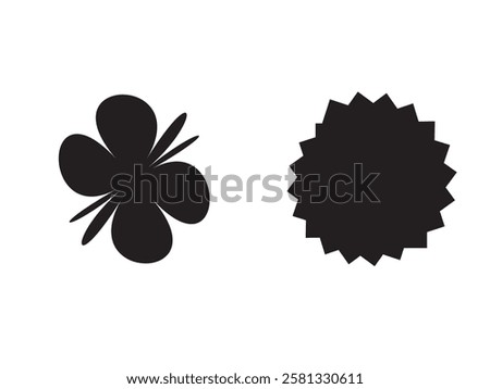 Butterfly and round flower silhottie