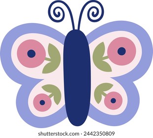 Butterfly With Scandinavian Pattern Vector Illustration
