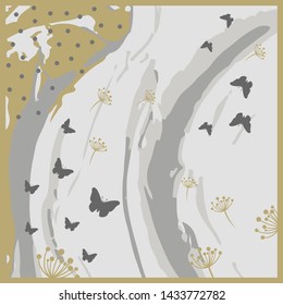 Butterfly scarf pattern design on grunge background