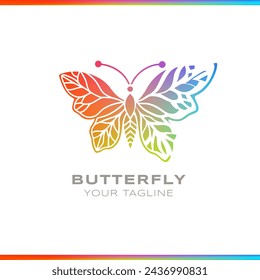 Butterfly scatter abstract gradient logo on white background