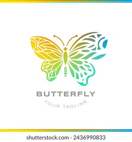 Butterfly scatter abstract gradient logo on white background