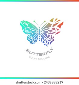 Butterfly scatter abstract gradient logo on white background