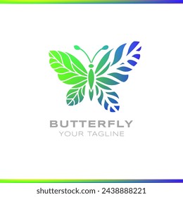 Butterfly scatter abstract gradient logo on white background
