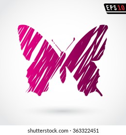 butterfly scribble drawing / color vector illustration eps10