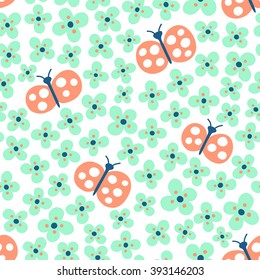 Butterfly seamless background. Butterfly pattern with flowers.Vector illustration. Surface decoration. Wrapping.